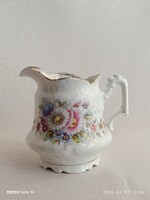 Vintage arannyal tollazott virágmintás porcelán TEJKIÖNTŐ