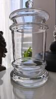 Régi csiszolt fedeles  cukorkás üveg  21cm X 11cm