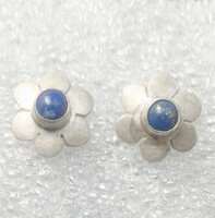 Vintage ezüst virág fülbevaló lápisz lazuri kővel