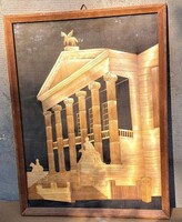 Kézzel Készített Intarziás Falikép – Ókori Görög Templom