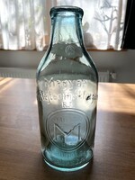 Régi Tej és Tejtermékforgalmi Rt türkizkék lieteres teljes tejes üveg palack