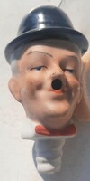 Régi Stan és Pan porcelán figurás likőrös kiöntős palack dugó