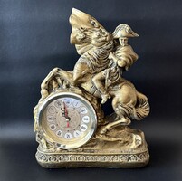 Elegáns Napóleon asztalióra – Aranyozott lovas szobor 20x27 cm (Hibátlan!)