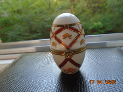 1990 DEL PRADO Collection Kézzel készült zsanéros porcelán tojás formájú pirula tartó