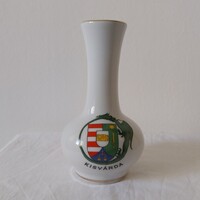 Kalocsai porcelán váza Kisvárda cimerével