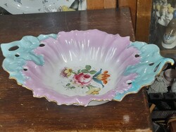 Alt Német,Germany Altwasser 1885-1917. C.Tielsch & Co Áttört Virágos Kínáló,Asztalközép.36.5 cm.