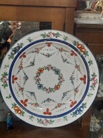 Schlaggenwald Lippert-Haas 1830-1870 Nagyméretű Kézi Festésű Aranyozott Tányér,Fali Tál.41.5 cm.