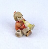 1Z905 Antik Hummel harsonás kis angyal gyertyatartóval
