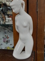 Ritka Csehszlovák,Jihokera Bechyně Nagyméretű Női Akt Mázas Kerámia Figura.29 cm.