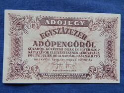 Magyarország Adójegy 100.000 Adópengőről 1946 (sorszám nélkül)