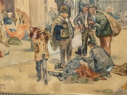 Sántó Miklós - Müncheni piac..43 x 57 cm