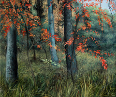 Herpai Zoltán (1951-2011) Erdő 75x65cm | Őszi Erdő Tájkép