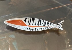 HOSSZÚKÁS PORCELÁN TÁL, JELZETT DRASCHE HALAS DÍSZTÁRGY 30 X 7.5 CM