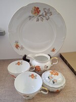 Drasche porcelán teás készlet néhany darabja nagy tányérral