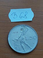 OLASZORSZÁG 50 LÍRA 1976  R, VULCANO KOVÁCS, Rozsdamentes acél  B68