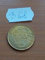 TÖRÖKORSZÁG 100 LIRA 1993 	Sárgaréz  B68