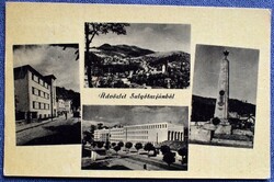 Salgótarján , szovjet emlékmű pl  -  retro mozaik fotó képeslap  1955