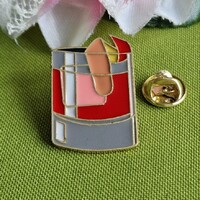 Kitűző, bross BRO448 - Tűzzománcos Negroni koktélos pohár 30x20mm