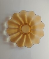 Szecessziós borostyán , méz színű lapos tál, tányér 19,5 cm