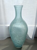 Karcagi türkiz színű fátyolüveg váza 24,5 cm
