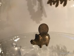 MINIATŰR - RÉZ - SZERENCSEMALAC - 4 dkg - TÖMÖR - NEHÉZ - 3,5 x 3 cm - RETRO - OSZTRÁK - HIBÁTLAN
