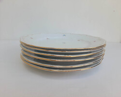 Zsolnay aranytollazott apró szórt virágos porcelán lapostányérok