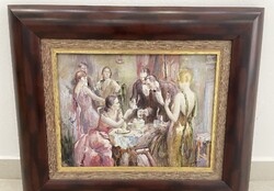 Czinege Zsolt: Elegáns társaság (Art Deco stílusú életkép)