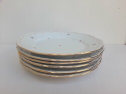 Zsolnay aranytollazott apró szórt virágos porcelán lapostányérok