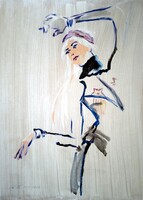 Kortárs festmény : Táncoló lány -- olaj, falemez. Méret: 32x44 cm.