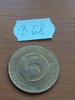 SZLOVÉNIA 5 TOLAR 1995 Sárgaréz, Alpesi kőszáli kecske, B68