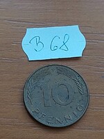 NÉMETORSZÁG 10 PFENNIG 1978 F, Acél sárgaréz bevonattal  B68