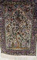 4376 Kasmíri hernyóselyem életfa mintás kézi perzsa szőnyeg 63X90CM