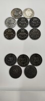 Osztrák–Magyar Monarchia 20 filléres (magyar) és 20 helleres (osztrák) érme LOT. Egyben!