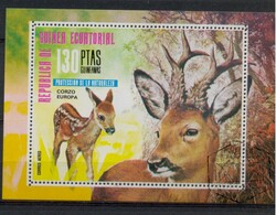 Egyenlítői-Guinea 1976 - Európai állatok: Őz (Bélyegblokk)