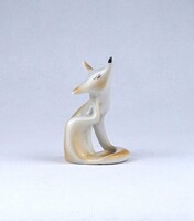 1Z774 Régi Hollóházi art deco porcelán róka figura 7.5 cm