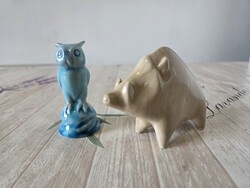 Zsolnay porcelán alapmázas bagoly és vadmalac egyben