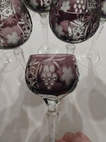 Marsala mintás Ajka kristály Boros pohárkészlet ólomkristály I.