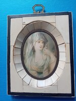 M. Richter : mini portré , csontberakásos keretben