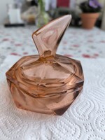 Art Deco borostyán színűcsiszolt üveg bonbonier/ékszertartó/ eladó