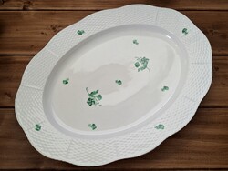 Herendi zöld virágmintás, ZVE, petrezselymes nagyméretű kínáló, pecsenyés tál, 40 cm