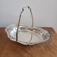 Régi ezüstözött asztalközép/kínáló (20,5x28,8x20,8 cm)