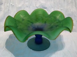 Szép üveg asztalközép. Zöld és kék színekben.