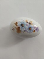 Tojás formájú virág mintás ékszertartó, bonbonier - Budapest Aquincum porcelán