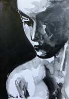 Emlékezz rám. Remember me . 21x15 cm. Ink art by Konrad Biro.
