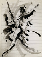 Spontán táncosnő . 22x14 cm. Ink art by Konrad Biro.