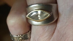 ART DECO ( kb 15X6-mm  csiszolt-csillogó köves CIRKON) - jelzett ezüst ag.gyűrű 10 gramm!