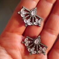 Új Antikolt fém kristály köves legyező fülbevaló