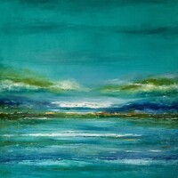 Szalai Krisztián: Balatoni viharos kikötő . 90x90cm olaj/vászon