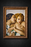 Elegáns Art Deco nőalakok – dekoratív kép díszes keretben-Tamara de Lempicka stílusában