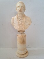 Rare! Deák Ferenc Alabaster Bust, Handcrafted on a Pedestal